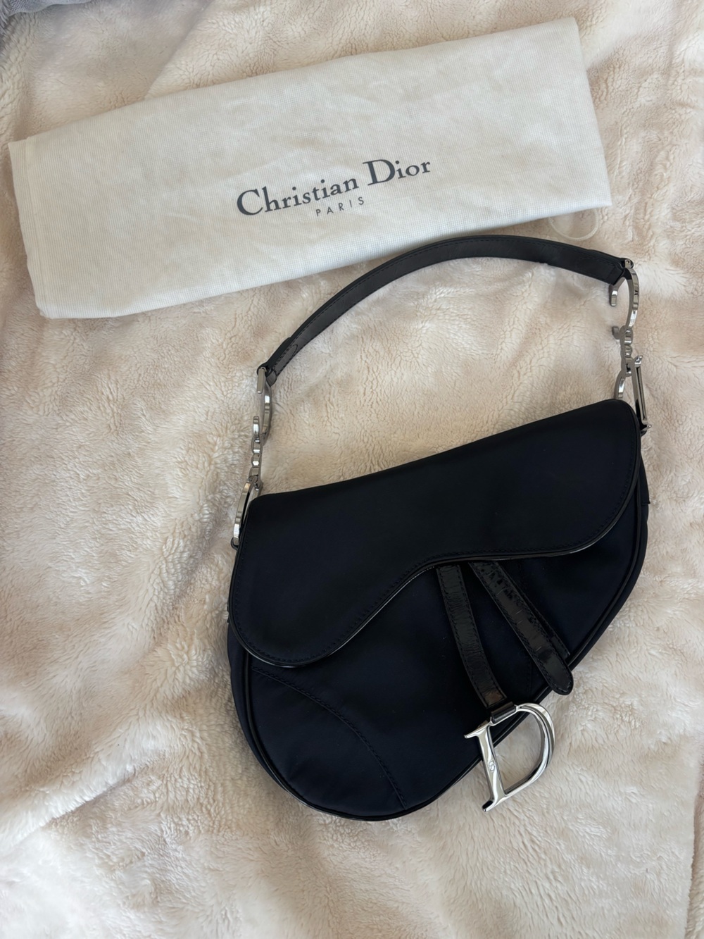 Christian Dior Saddle bag with silver hardware